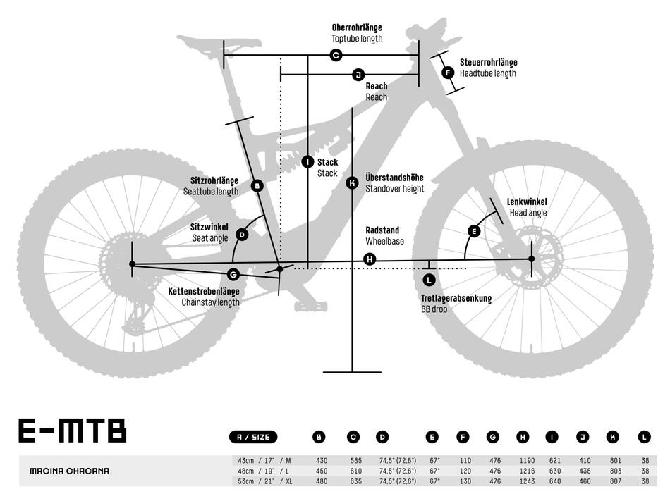 Elektrokolo KTM MACINA CHACANA 792 2022 - elektrokolo KTM, horské celoodpružené - Geometrie